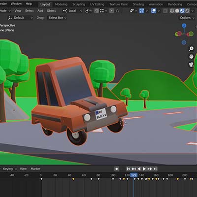 Modélisation et animation d'une voiture en style Low Poly